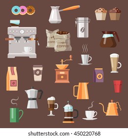 Coffee color vector icon set.