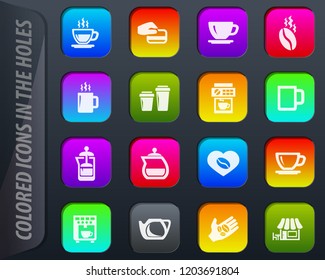 Coffee colored icons in the holes easily adapt to any background