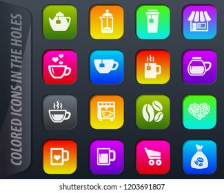 Coffee colored icons in the holes easily adapt to any background