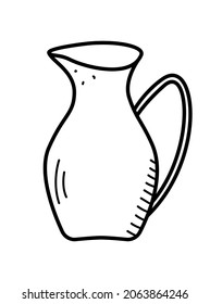Coffee colored milk jug isolated on white, vector illustration of kitchen utensils container