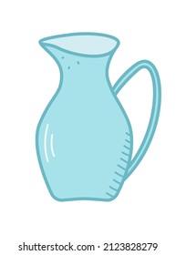 Coffee colored milk jug isolated on white, vector illustration of kitchen utensils container