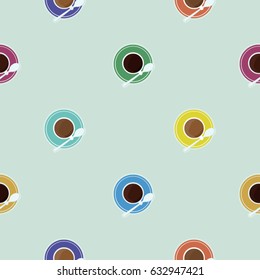 Coffee in colorful cups - vector background