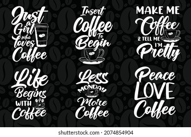 Coffee colorful coffee lettering quotes set bundle  for t shirt and merchandise