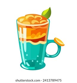 Café de colorido conjunto. Una atractiva ilustración de una taza de café humeante, perfectamente enmarcada en un fondo blanco. Ilustración vectorial.