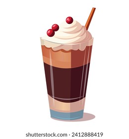 Coffee of colorful set. This cartoon-inspired coffee cocktail is as cute as it is caffeinated. Enjoy the adorable design as you sip your favorite brew. Vector illustration.