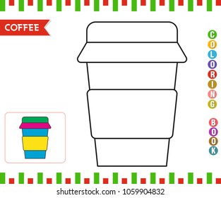 Coffee Coloring page for kids vector illustration