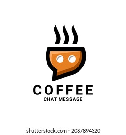 Kaffeekombination mit Icon-Chat-Nachricht auf weißem Hintergrund, Vektorgrafik-Logo-Design bearbeitet