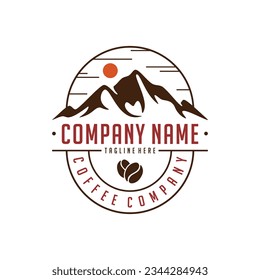 Coffee Company logo emblem with mountain design. Vector illustration