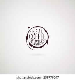 Coffee company logo. Grunge style. Use like logo element, website or business card decoration. Vector illustration EPS10.