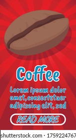 Coffee concept banner. Isometric banner of coffee comics vector concept for web, giftcard and postcard