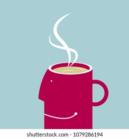 Coffee concept design, coffee cup is a human head shape.
