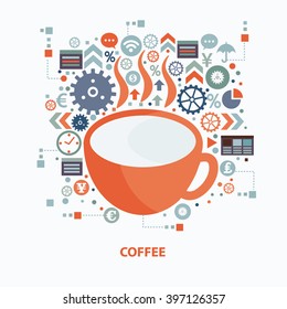 Coffee concept design on clean background,vector