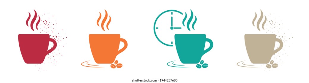 Coffee Concept Icons - Colorful Vector Illustrations Set - Isolated On White Background