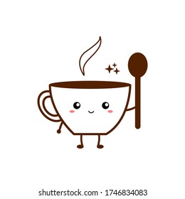 Ilustración conceptual del café. Icono de personaje de café. Caracteres de café de estilo lindo. Enciende con café. Vector de ilustración.