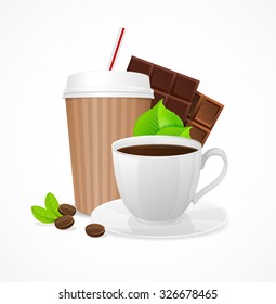 Coffee Concept. Takeout or In the Cafe. Vector illustration