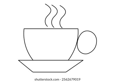 Coffee continuous single line art and isolated outline vector illustration