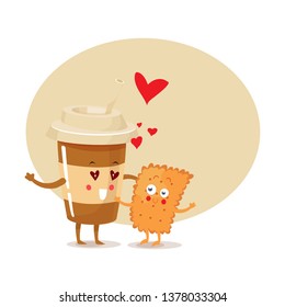 coffee and cookies characters vector