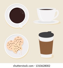 coffee and cookies collection flat style eps10 vectors illustration