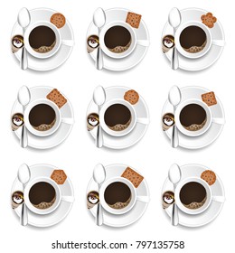 coffee with cookies and cream set art illustration