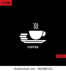 Coffee and cookies vector icon on black background. Illustration flat icon for graphic, print media interfaces and web design.