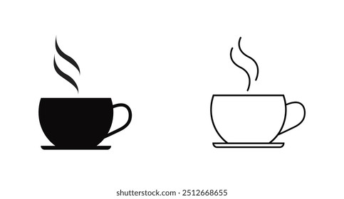 coffee cop icon black. tea cup icon set vector