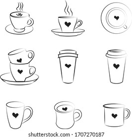 Coffee cop vector collection / Coffee cup set. Tea cup. Vector icon collection.