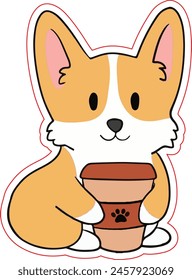 Kaffee Corgi Aufkleber Die Cut Aufkleber Design