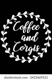 Kaffee- und Corgis-Schnittdatei für Schnittmaschinen