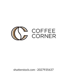 Coffee Corner Logo Design With CC Letter Concept