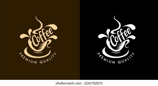 Coffee Corner Logo design set, with a choice of different logo colors, with spilled coffee, element designt modern and clever vector style - can be used modern restaurant,shop,cafe logo