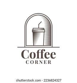 Coffee corner logo illustration template design