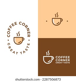 Logo de Coffee Corner con concepto moderno y vintage