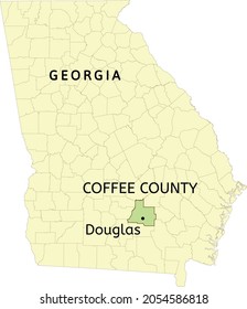 Coffee County and city of Douglas location on Georgia state map