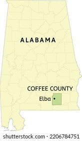 Coffee County and city of Elba location on Alabama state map