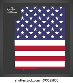 Coffee county map of Alabama USA with American national flag illustration