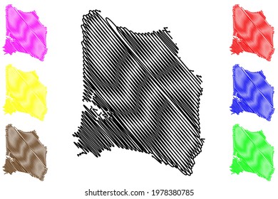 Coffee County, State of Tennessee (U.S. county, United States of America) map vector illustration, scribble sketch Coffee map
