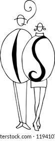 coffee couple vector cartoon