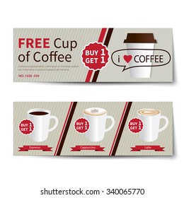 Coffee Coupon Discount Template Flat Design