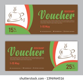 Coffee coupon discount template, Gift voucher, label, banner, advertisement, business vector eps10