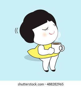 Coffee A Cozy Hug In A Mug Card Character illustration
