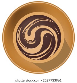 Coffee cream in a bowl top view. Vector illustration.