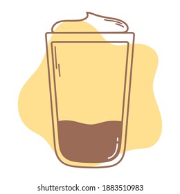 coffee with cream cold yummy drink icon line and fill vector illustration