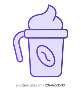 Coffee with cream flat icon. Travel coffee cup violet icons in trendy flat style. Thermo coffee cup gradient style design, designed for web and app. Eps 10