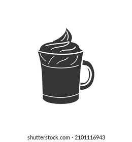 Coffee Cream Icon Silhouette Illustration. Dessert Beverage Drink Vector Graphic Pictogram Symbol Clip Art. Doodle Sketch Black Sign.