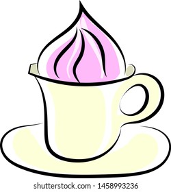 Coffee with cream, illustration, vector on white background.