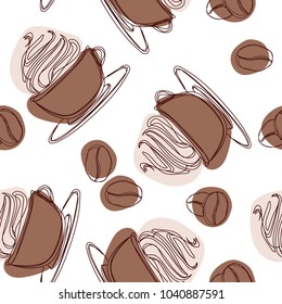 Coffee creame vintage seamless pattern with 