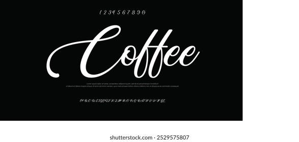 Coffee Creative Schriftart. Moderne abstrakte digitale Schriftart. Logo kreative Schriftart, Typ, Technologie, Film, digital, Musik, Film. Schriften und Illustration im Vektorformat.