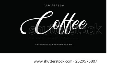 Coffee Creative font. Modern abstract digital tech font. Logo creative font, type, technology, movie, digital, music, movie. Fonts and illustration in vector format.
