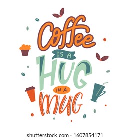 Coffee creative motivation poster. Hand drawn quote for banner, card or cafe menu. Lettering design, design concept. Vector illustration