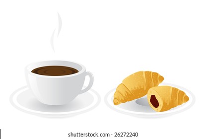 Coffee and croissant. Best breakfast